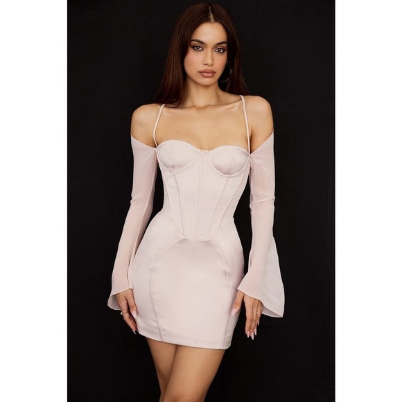 NWOT ISRA CRYSTAL SATIN CORSET MINI DRESS BY HOUSE OF CB - Picture 13 of 14